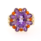 Royal Amethyst Mexican Fire Opal 14K Ring