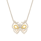 Butterfly Yellow White Pink Diamonds Pendant 18K Gold 1CT