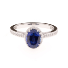 Tacori Sapphire Diamond Halo Ring 18KW Sri Lanka Sapp 1.54CTW Dia .25CTW