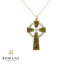 Agate Cross Pendant 9K Yellow Gold