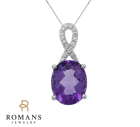 Amethyst Diamond Pendant 14K White Gold