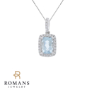 Aquamarine Diamond Pendant 14KWG Aqua. 0.71CTW Dia. 0.12CTW 