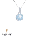 Aquamarine Diamond Pendant 14KW Aqua. 2.37 Dia .07