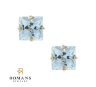 Aquamarine Stud Earrings 14K Yellow Gold 