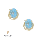 Blue Topaz and Diamond Earrings 14K Yellow Gold