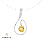 Citrine Diamond Freeform Pendant 14K White Gold ( 0.42 ct. tw.)