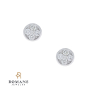 Cluster Diamond Studs 14K White Gold