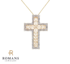 Diamond Cross Pendant Filigree 14KTT 0.17CTW