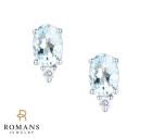 Aquamarine Diamond Stud Earrings 14K White Gold