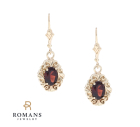 Garnet Dangle Earrings 14K Yellow Gold