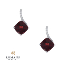 Garnet Diamond Earrings 14KWG Gar. 2.90CTW Dia. 0.08CTW