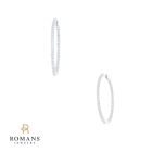 Diamond Hoop Earrings 14K White Gold 1.75CTW