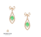Jade Dangle Earrings With Bow 14KRG