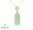 Jade Pendant Necklace Chinese Symbol Charm 14KYG