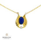 Lapis Diamond Necklace 14K Yellow Gold