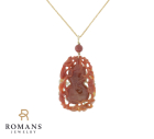 Multi-Color Jade Pendant Necklace 14K Yellow Gold