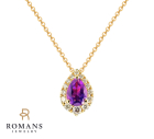 Amethyst Diamond Pendant 14K Yellow Gold