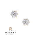Old Mine Cut Diamond Stud Earrings 14K Gold .26 CT