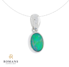 Opal Bezel Pendent 14K White Gold 0.38CTW