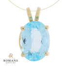 Oval Aquamarine Pendant 14K Yellow Gold 6.7CT