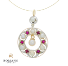 Pearl Ruby Pendant 14K Yellow Gold Platinum