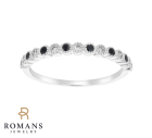 Milgrain Diamond and Black Diamonds 14K White Gold Ring