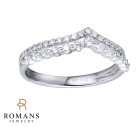 Double Chevron Diamond Band 14K White Gold