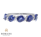 Sapphire Diamond Band 14K White Gold 