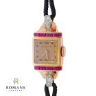 Marvin Ruby Diamond 18K Rose Gold Ladies Watch 1950's