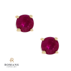 Ruby Stud Earrings 14K Yellow Gold .89CTW