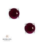 Ruby Stud Earrings 14K White Gold .97CTW