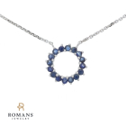 Sapphire Circle Necklace 14K White Gold 0.32CTW