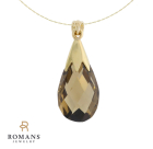 Smokey Quartz Pendant Necklace 14K Yellow Gold 15CTW