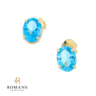 Swiss Blue Topaz Stud Earnings 14K Yellow Gold