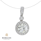 Round Diamond Halo Pendant .98 CT 14K White Gold